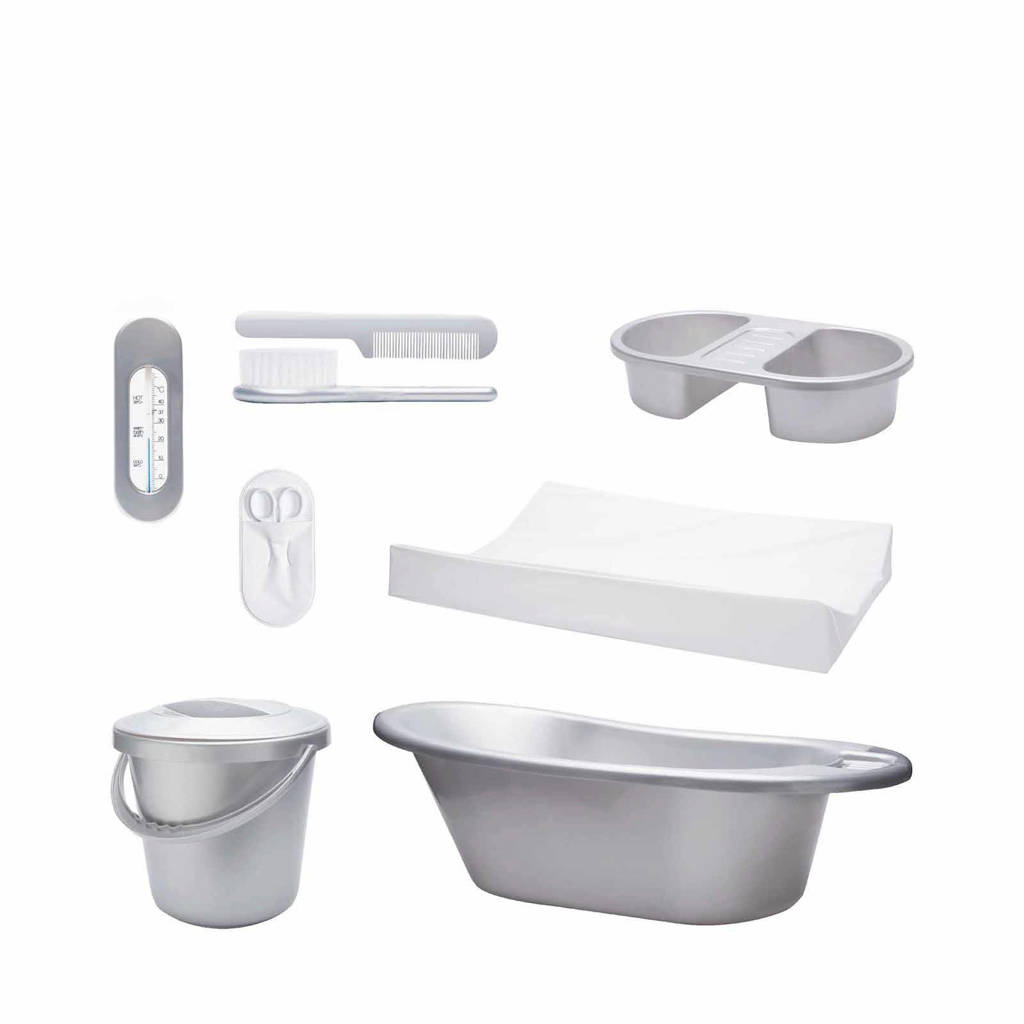 bébé-basic complete badset zilver, Zilver/wit