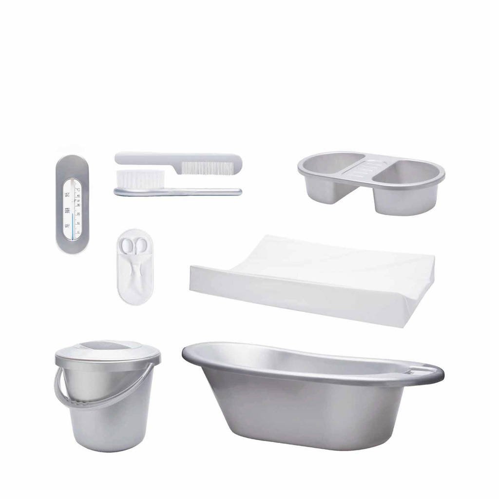 bébé-basic complete badset zilver, Zilver/wit