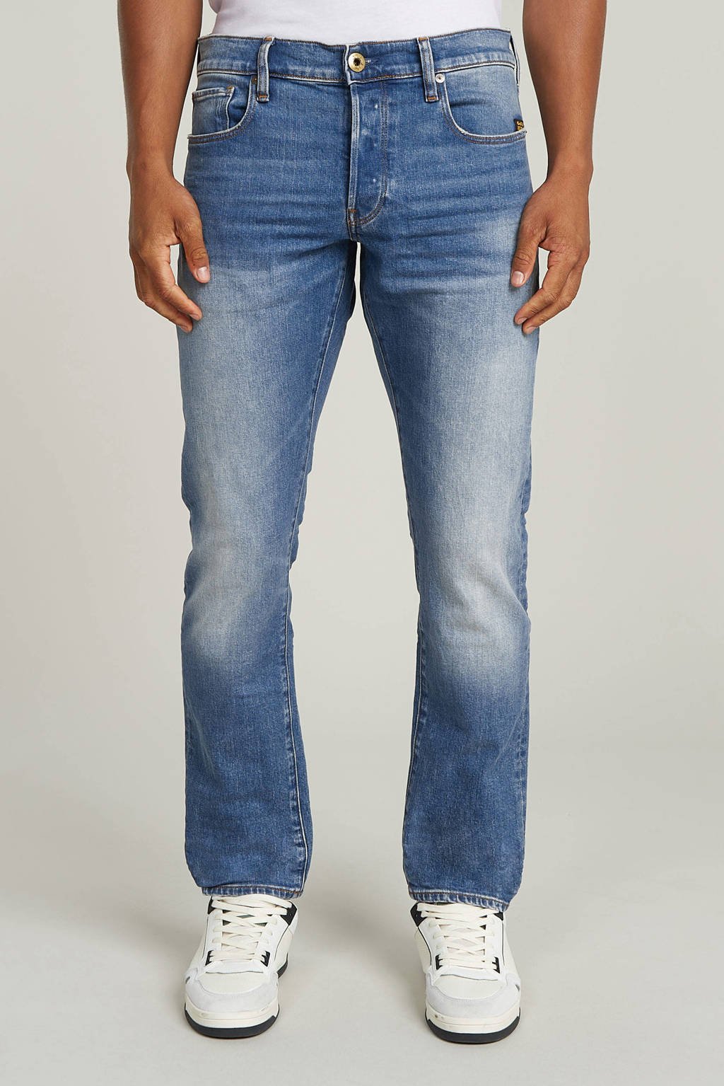 GStar RAW 3301 straight tapered fit jeans worn in azure wehkamp