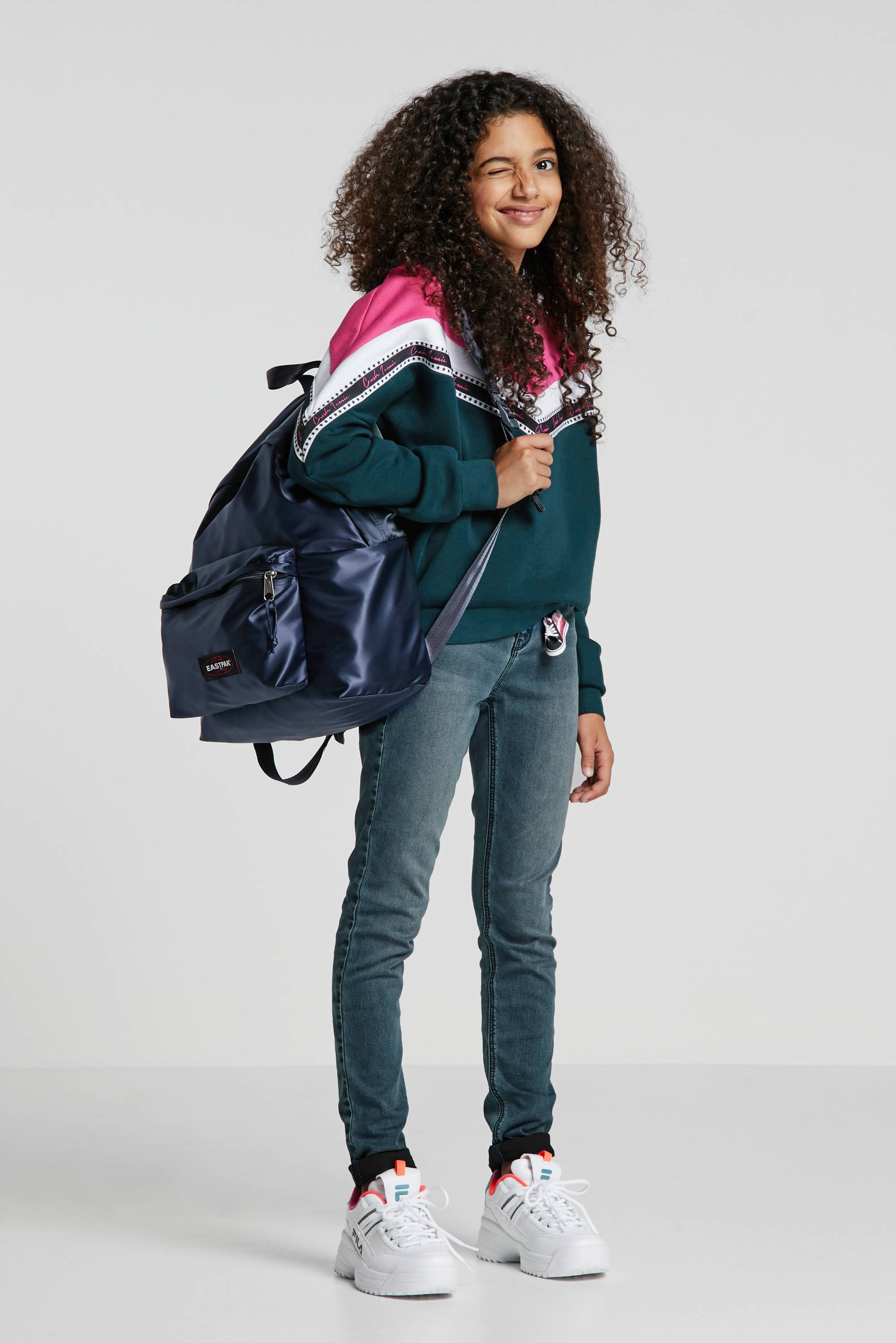 Crush Denim sweater Wendy groen/roze 