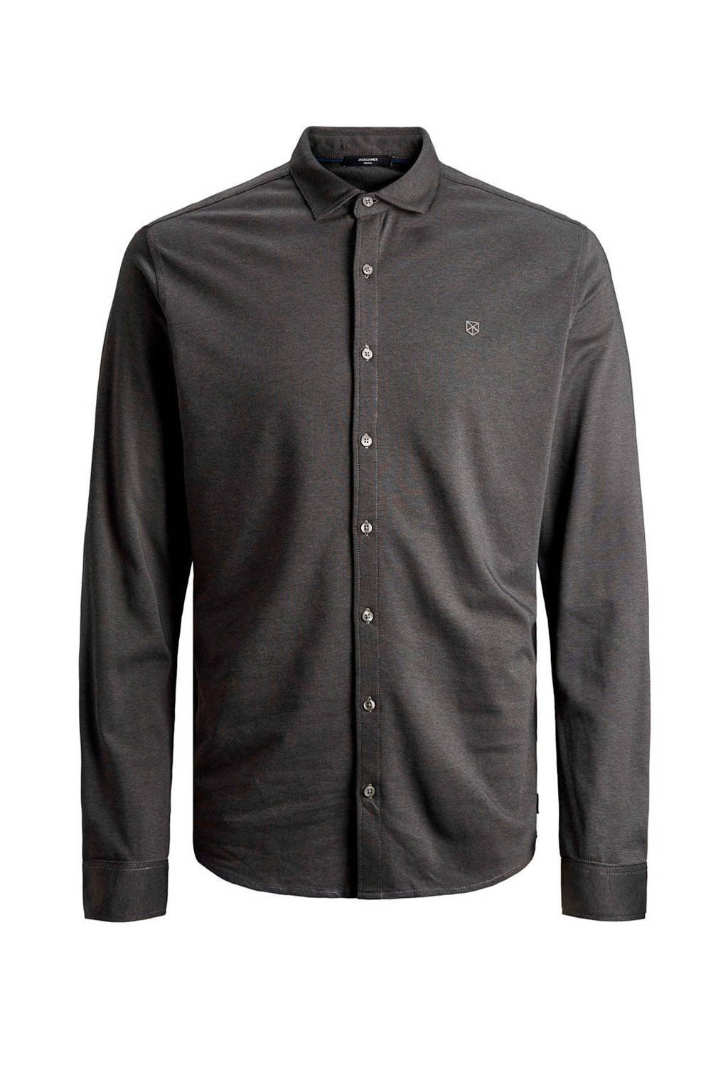 JACK & JONES PREMIUM slim fit overhemd met logo grijs, Grijs