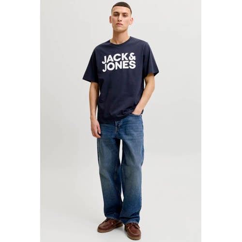 JACK & JONES ESSENTIALS slim T-shirt donkerblauw afbeelding