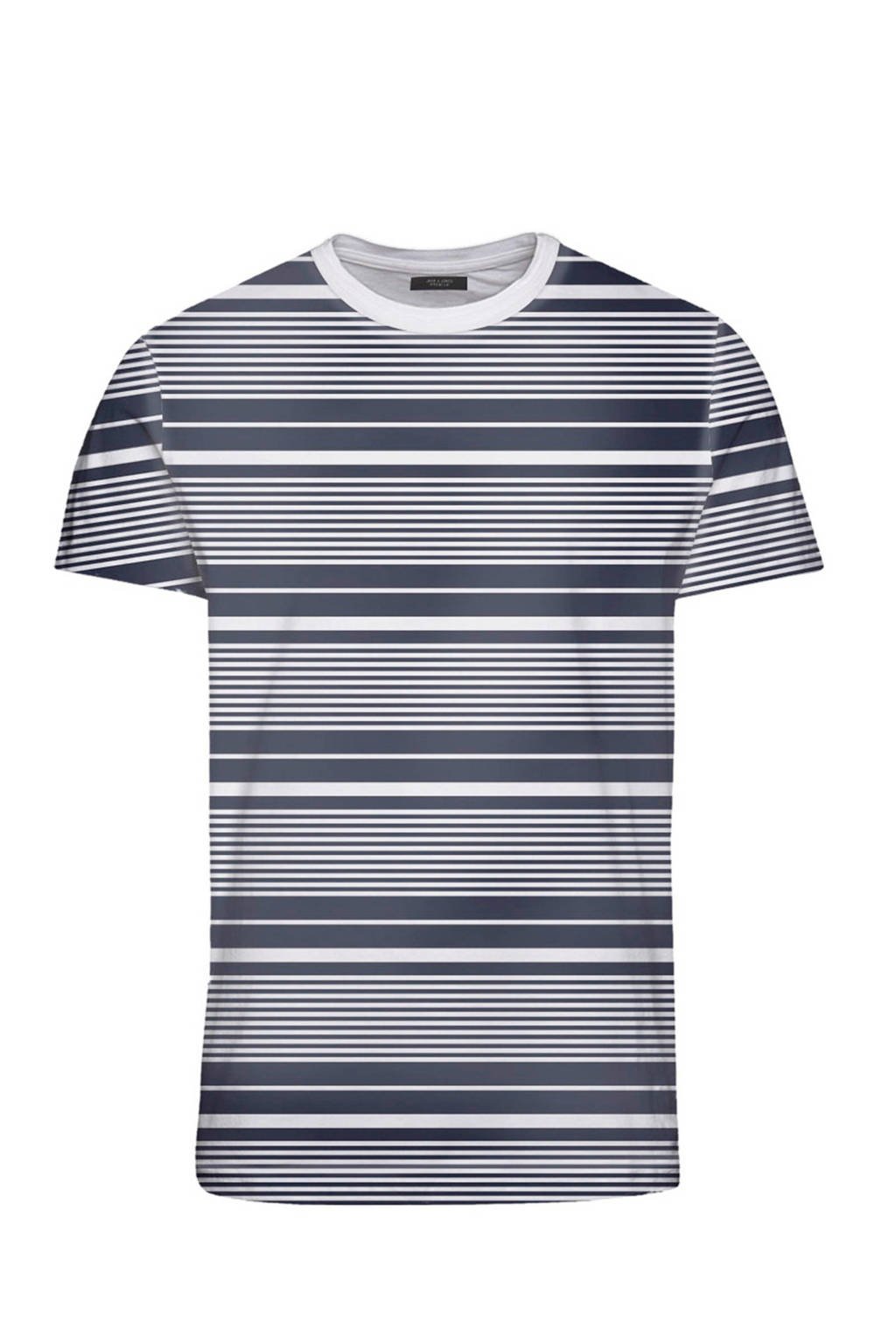 JACK & JONES PREMIUM T-shirt gestreept, Wit/donkerblauw