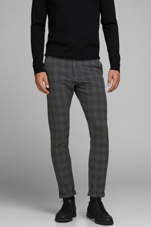 geruite slim fit broek JJIMARCO JJCONNOR grijs