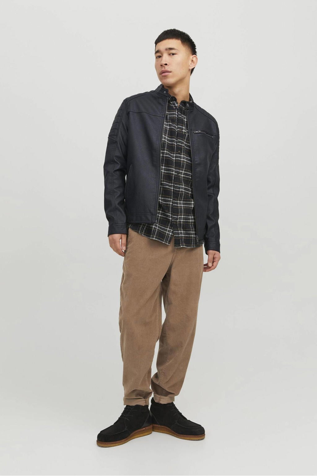 JACK & JONES ESSENTIALS imitatieleren jas zwart