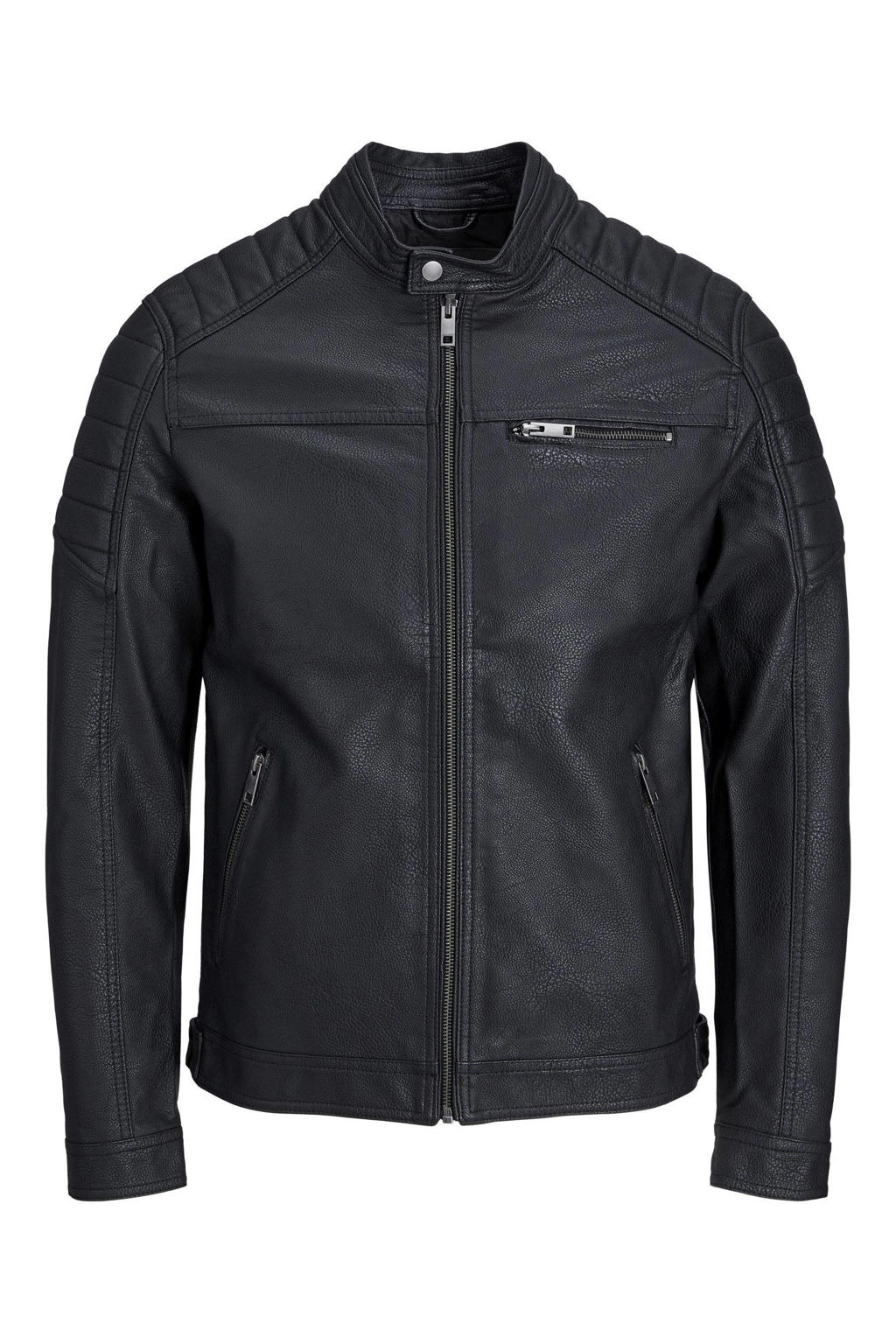 JACK & JONES CORE imitatieleren jas JCOROCKY zwart wehkamp