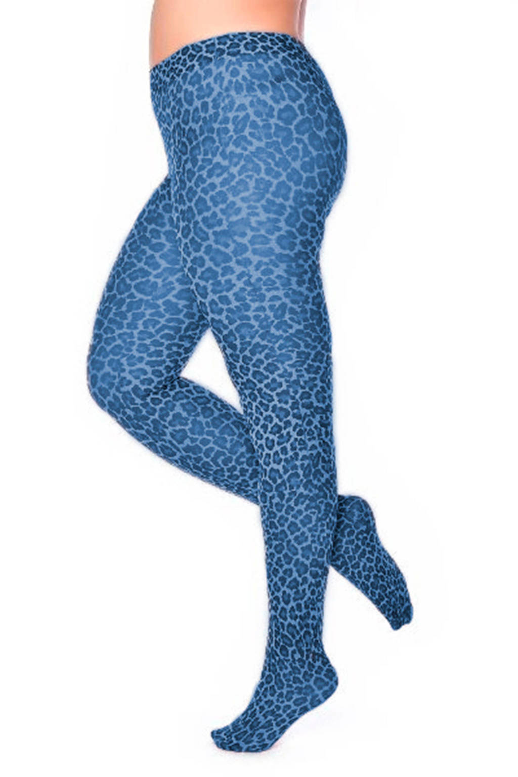 Pamela Mann super curvy + size panty Small Leopard Curvy 15 denier denim, Blauw