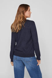 thumbnail: Blauwe dames VILA gebreide trui van viscose met melée print, lange mouwen en ronde hals