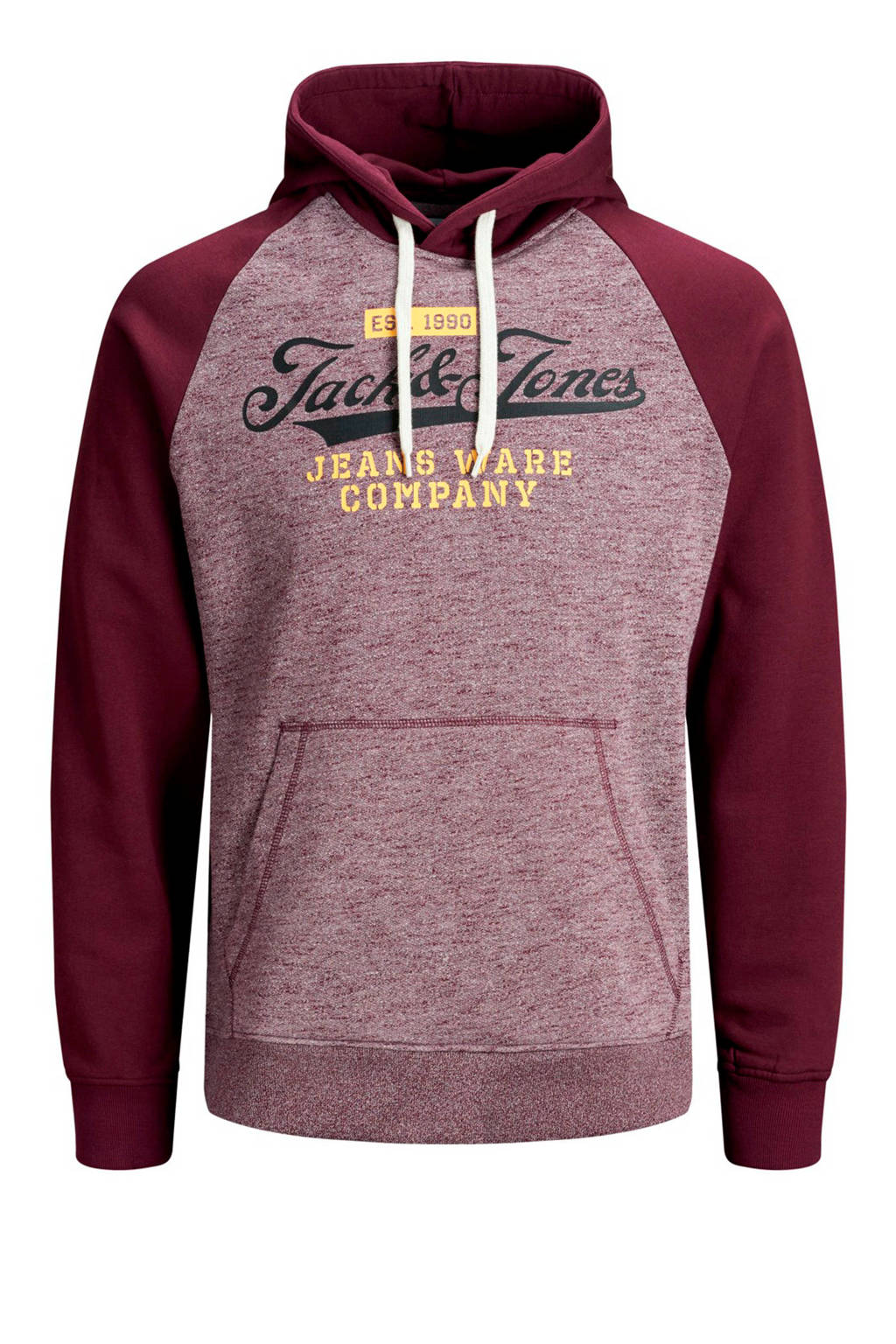 JACK & JONES ESSENTIALS gemêleerde hoodie donkerrood, Donkerrood