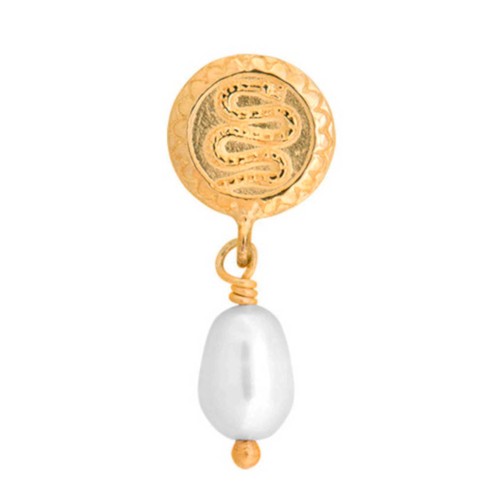 ANNA + NINA oorbel Single Pearl Serpent 19-1M902004GP, Goudkleurig