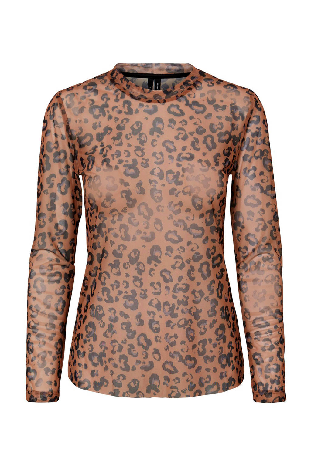 VERO MODA semi-transparante top met panterprint bruin/zwart, Bruin/zwart