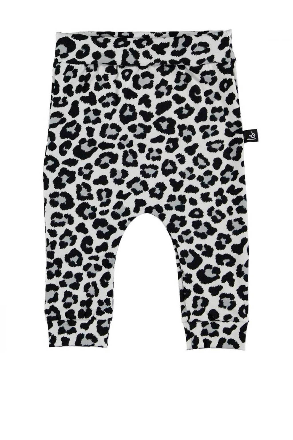 Babystyling baby broek met panterprint wit/grijs/zwart, Wit/grijs/zwart