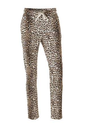 straight fit joggingbroek met panterprint beige