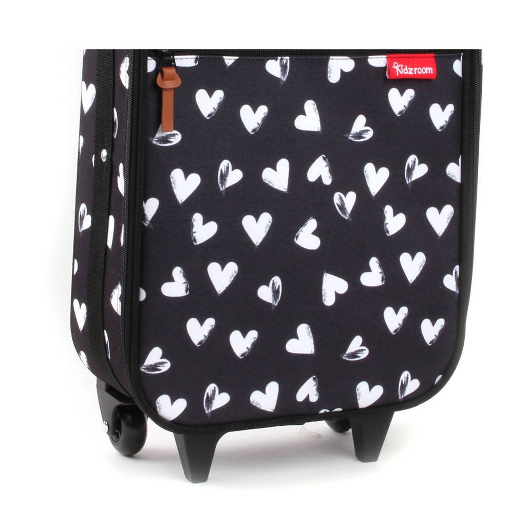 Kidzroom trolley zwart met hartjes, Zwart met witte hartjes