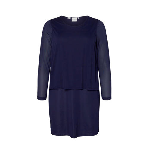 JUNAROSE semi transparante jersey jurk donkerblauw JUNAROSE semi transparante jersey jurk donkerblauw