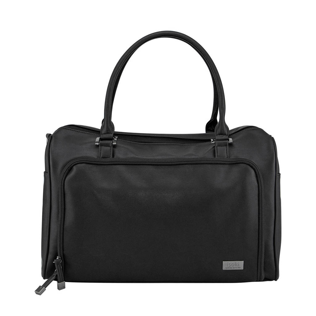 Isoki Double Zip Satchel luiertas zwart, Zwart