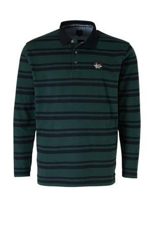 +size gestreepte regular fit polo groen/donkerblauw