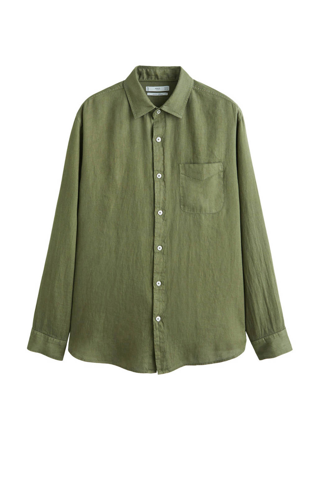 Mango Man linnen regular fit overhemd groen, Groen