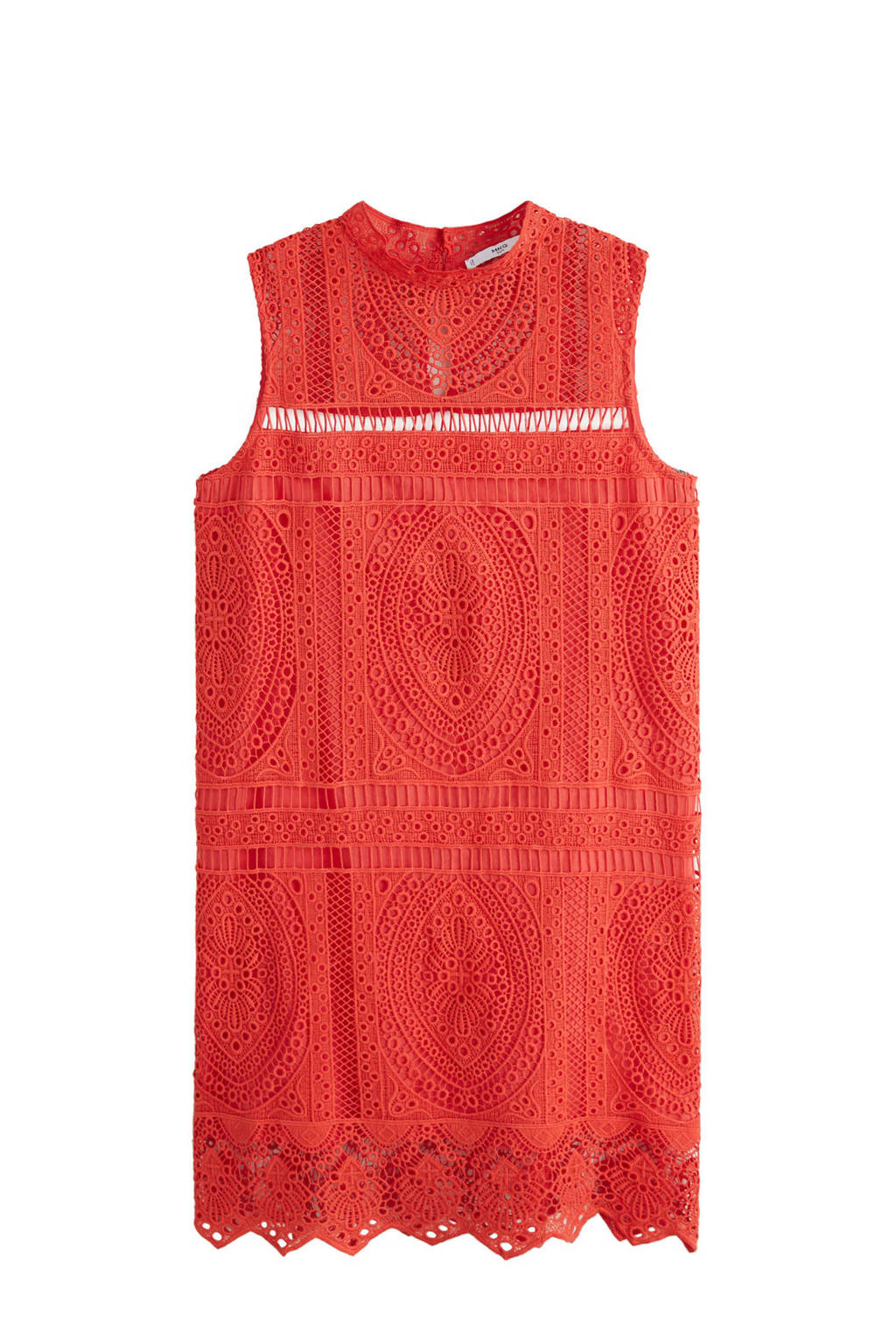 Mango kanten jurk met opengewerkt details, Rood