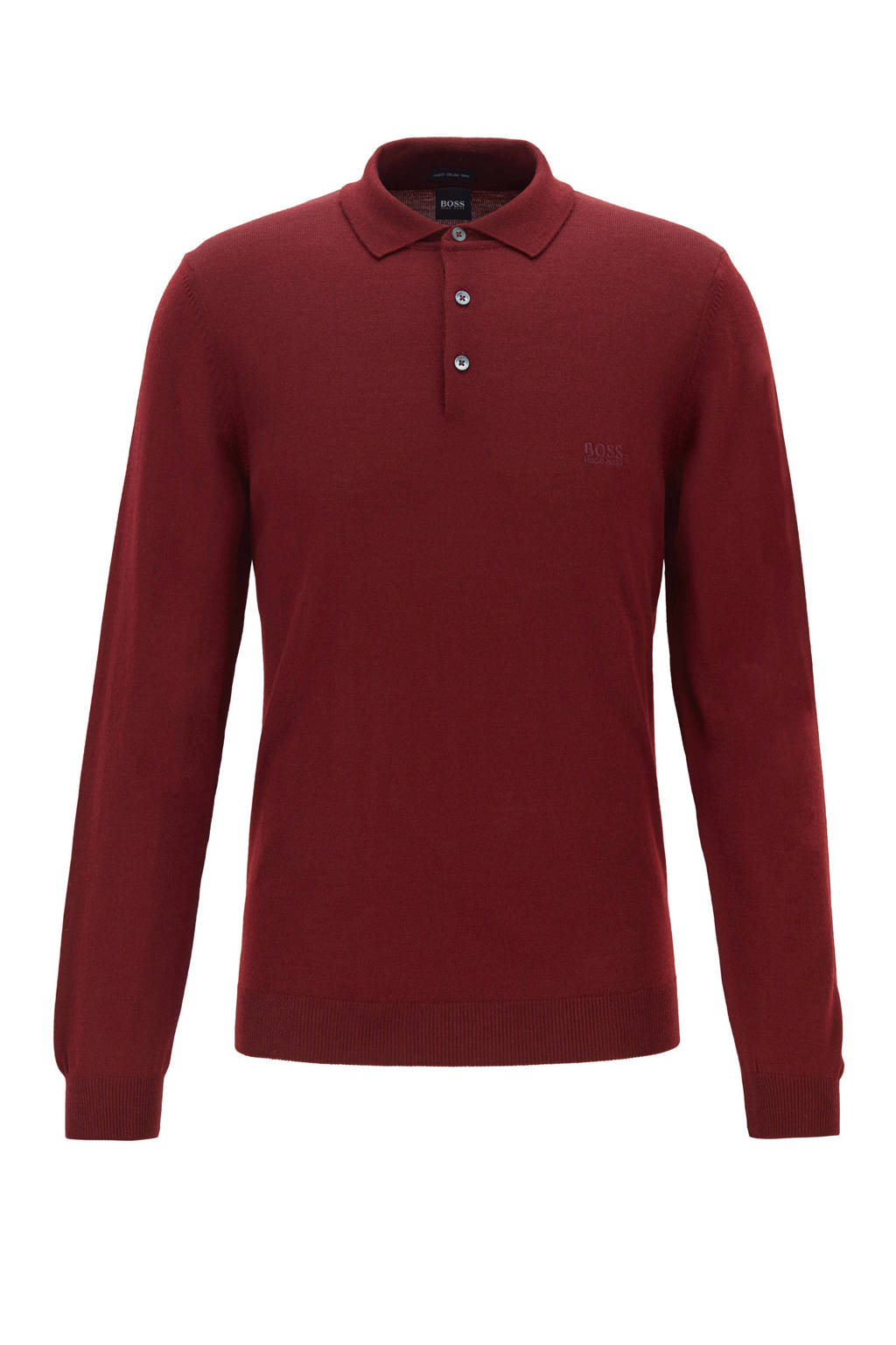 BOSS Menswear wollen regular fit polo donkerrood, Donkerrood