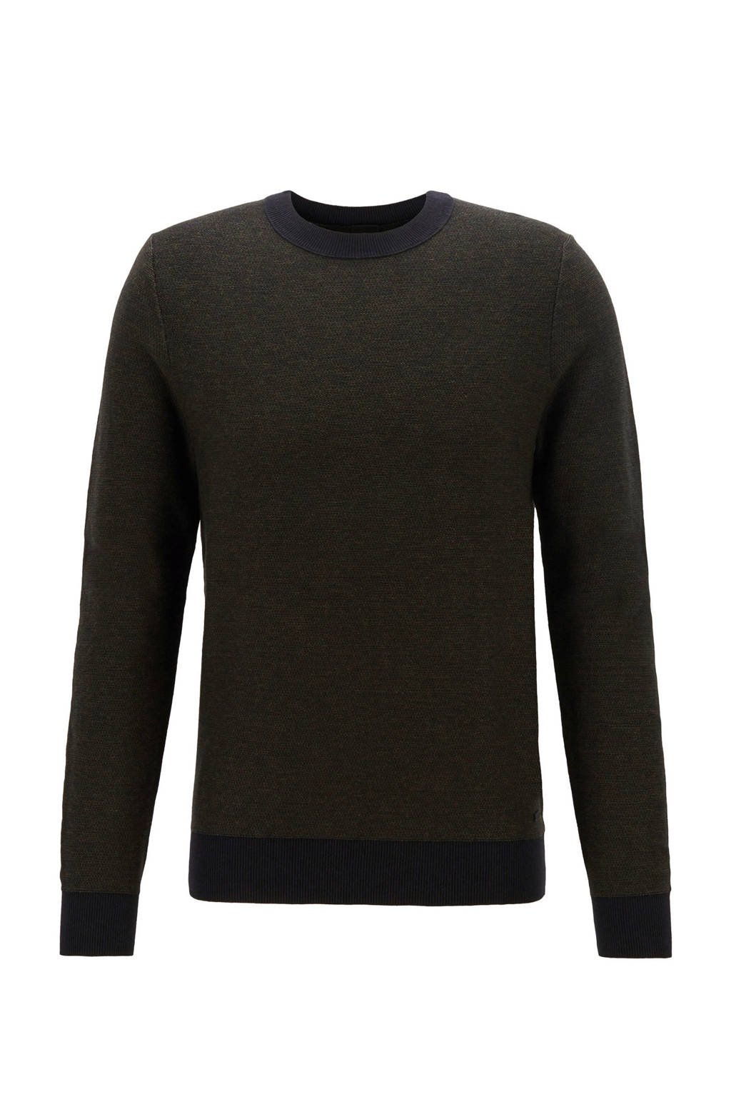 BOSS Casual gemêleerde trui met wol zwart, Zwart