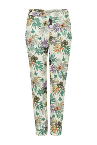 gebloemde cropped slim fit broek wit