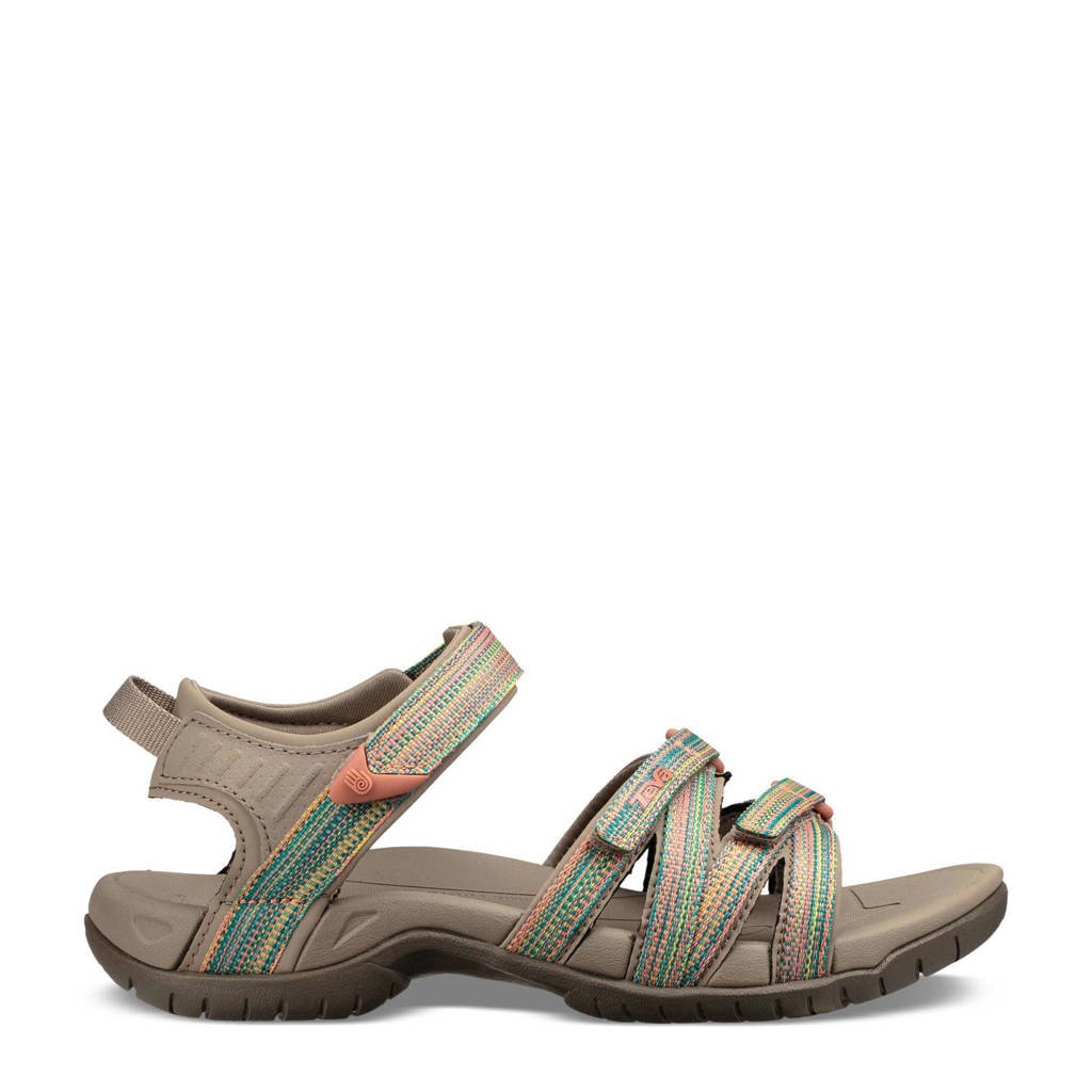 Taupe dames Teva Tirra Tirra outdoor sandalen van textiel met klittenband