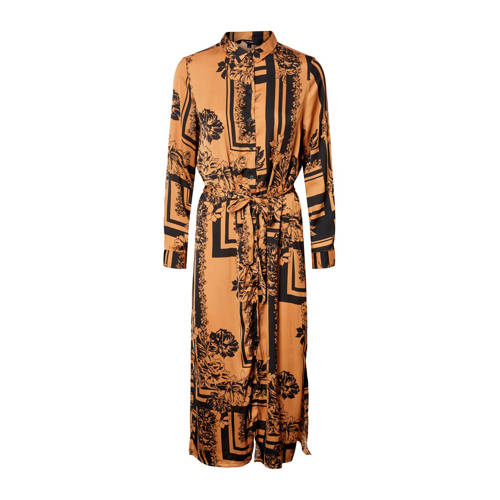 VERO MODA blousejurk met all over print en ceintuur bruin zwart VERO MODA blousejurk met all over print en ceintuur bruin zwart
