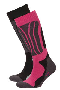 Rucanor skisokken zwart/roze/grijs (set van 2), Zwart/roze/grijs