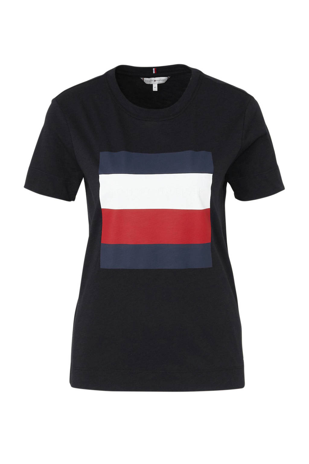 Tommy Hilfiger T-shirt met logo donkerblauw/wit/rood, Donkerblauw/wit/rood