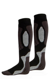 Rucanor skisokken zwart/grijs (set van 2), Zwart/grijs