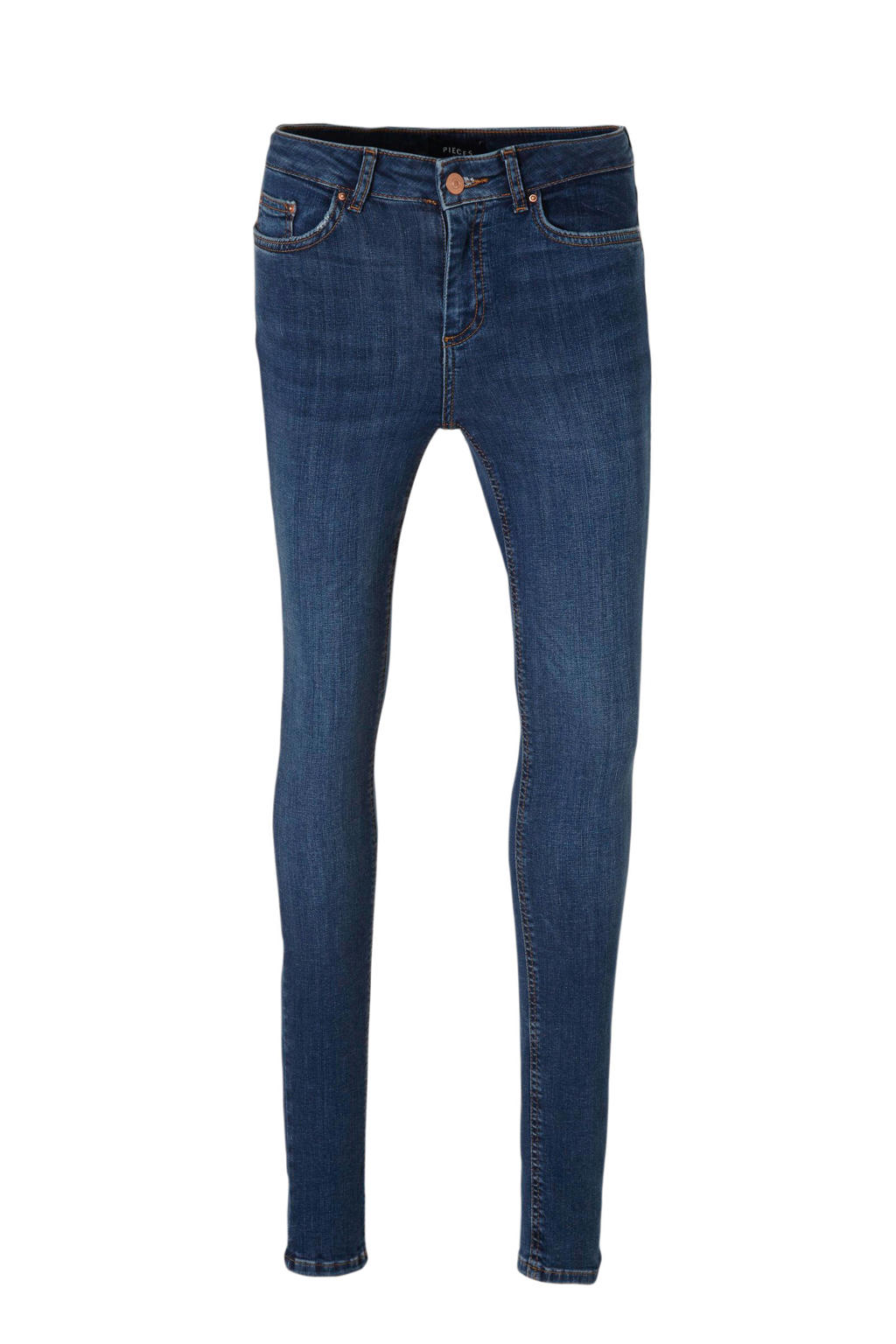 PIECES high waist skinny jeans PCDELLY medium blue denim
