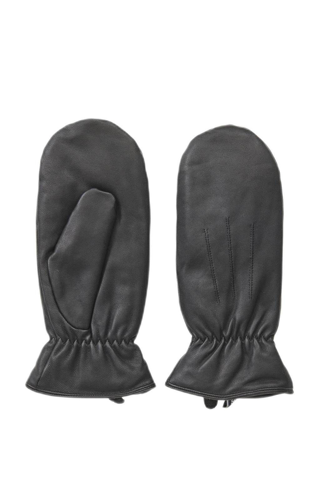 PIECES leren wanten zwart, Zwart