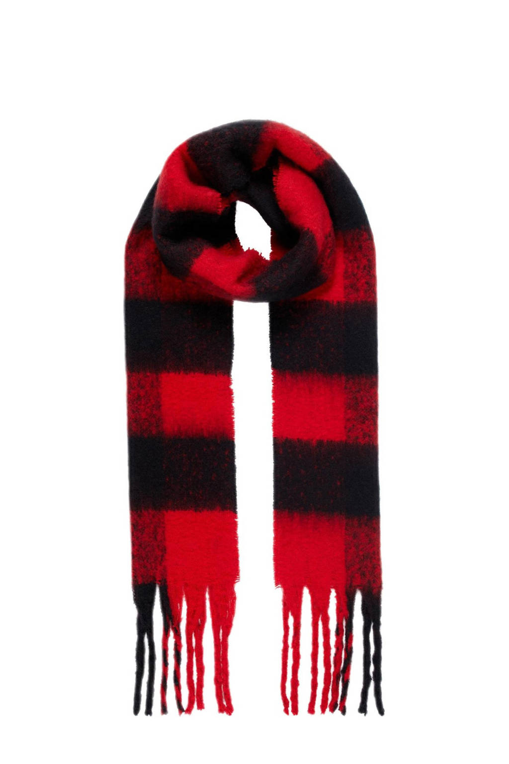 PIECES geruiten sjaal Chelga rood, Rood/zwart