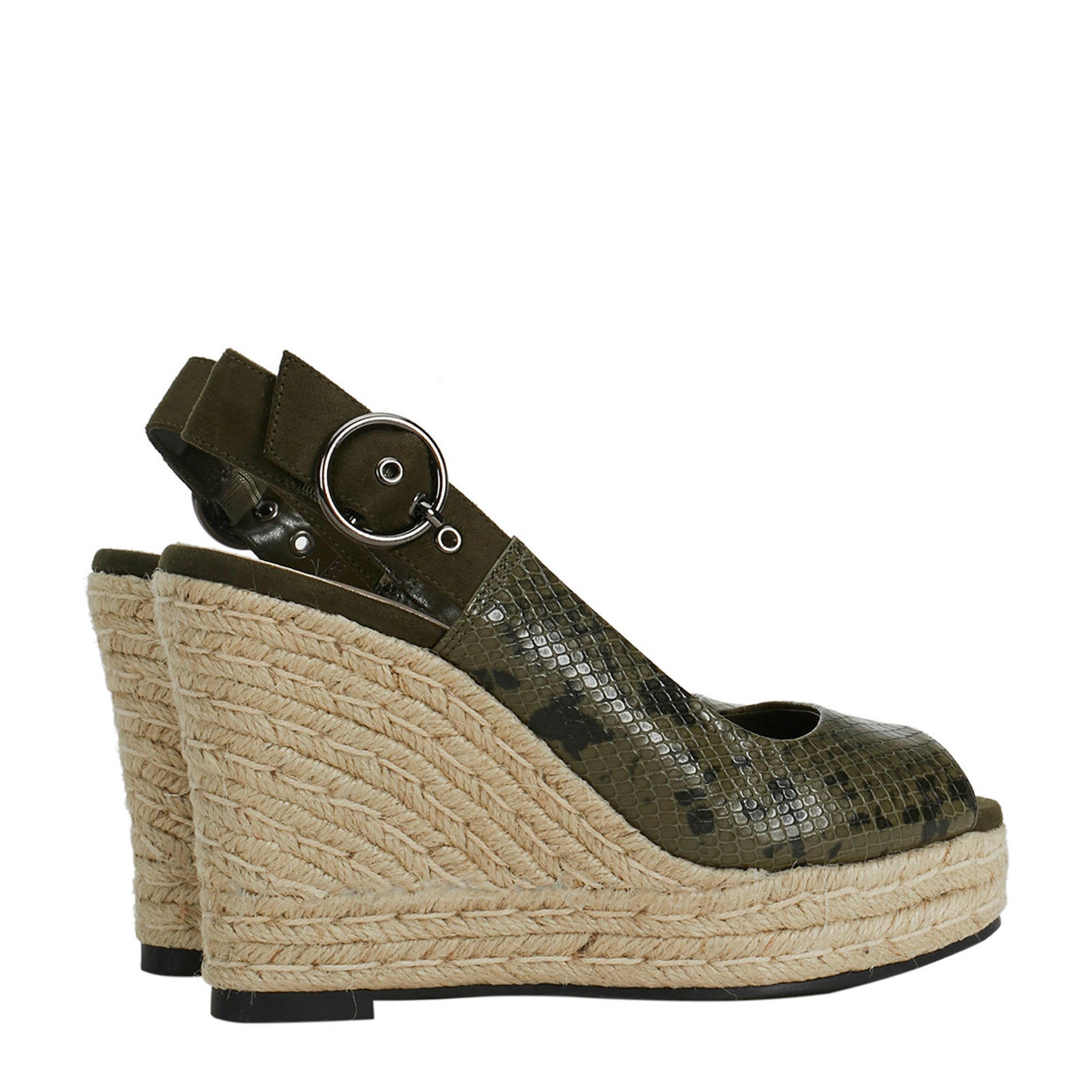 Parfois peeptoe espadrilles slangenprint groen | wehkamp