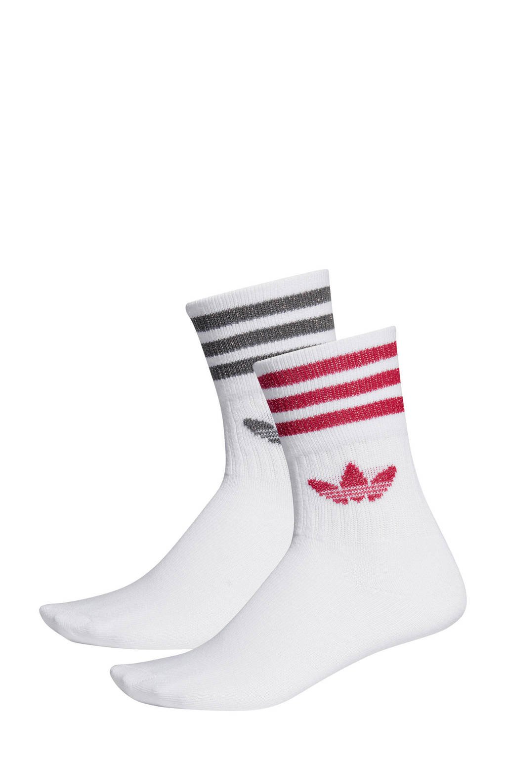 adidas originals sokken (set van 2) roze/grijs, Wit/roze/grijs