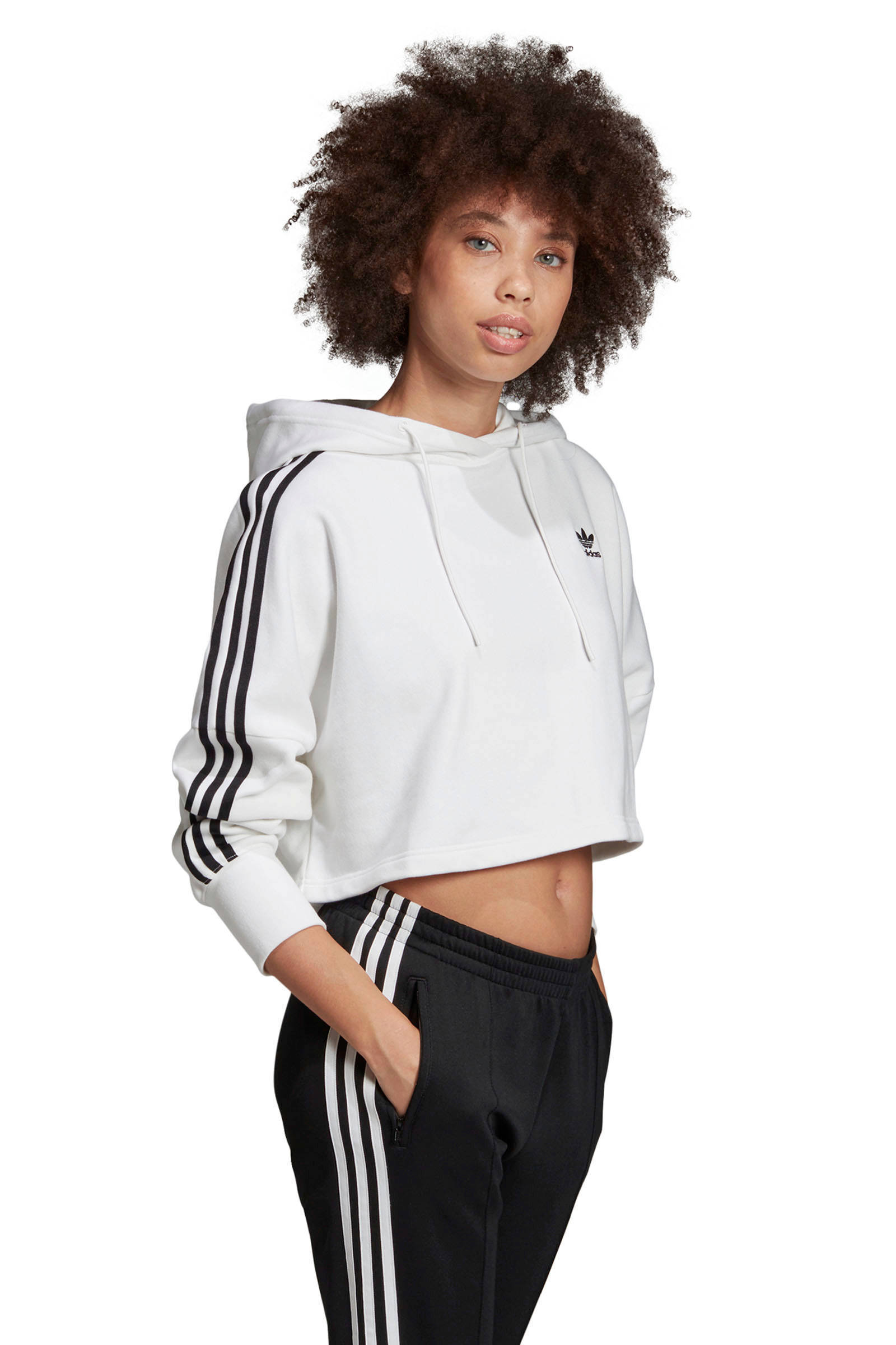 adidas Originals Adicolor cropped hoodie witzwart | wehkamp adidas Originals Adicolor cropped hoodie witzwart | wehkamp