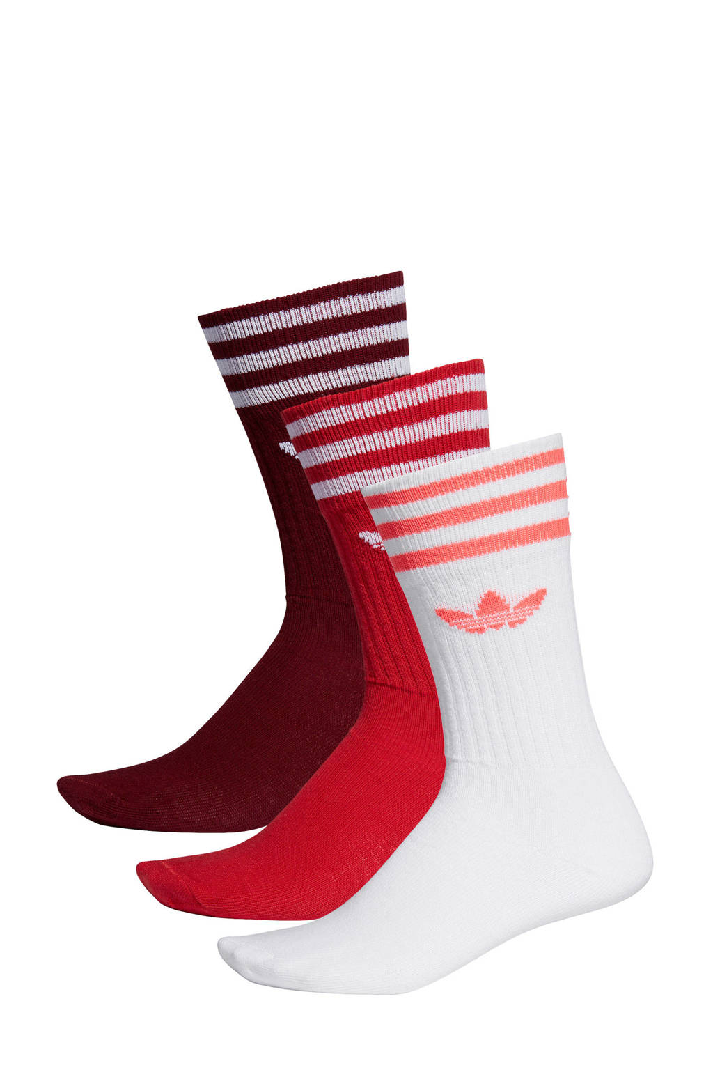 adidas Originals Adicolor sokken (set van 3 paar) rood/wit, Donkerrood/rood/wit