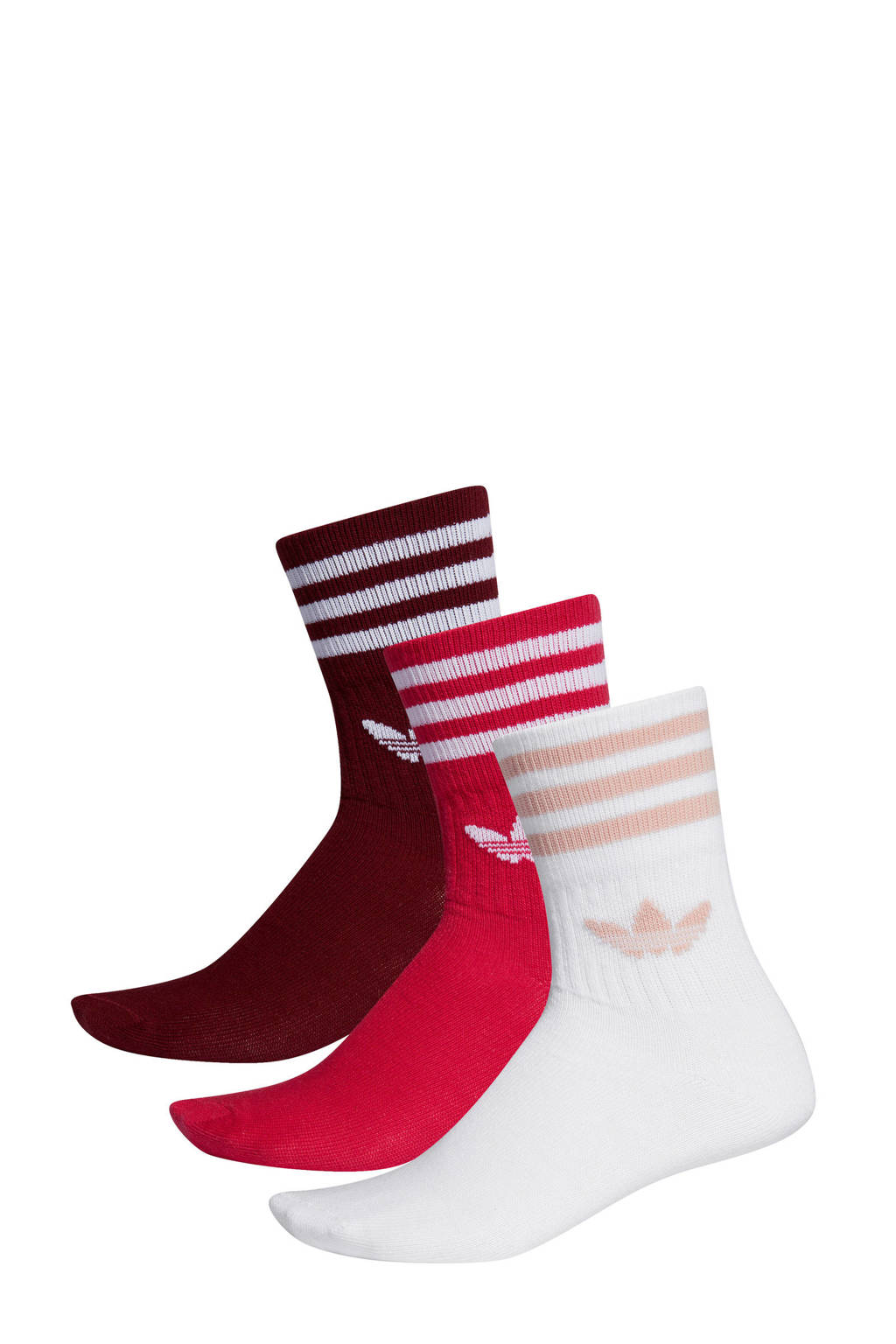 adidas Originals Adicolor sokken (set van 3 paar) rood/wit, Donkerrood/rood/wit