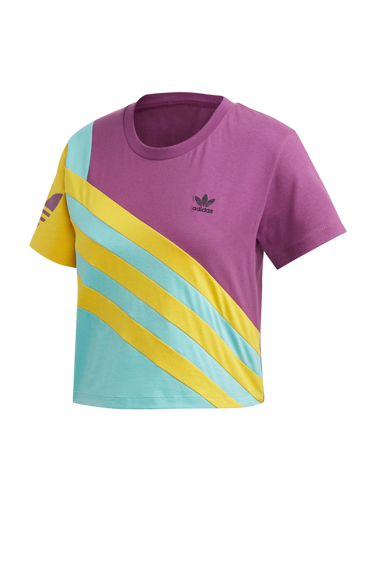 adidas Originals cropped T-shirt paars/geel/blauw | wehkamp adidas Originals cropped T-shirt paars/geel/blauw | wehkamp