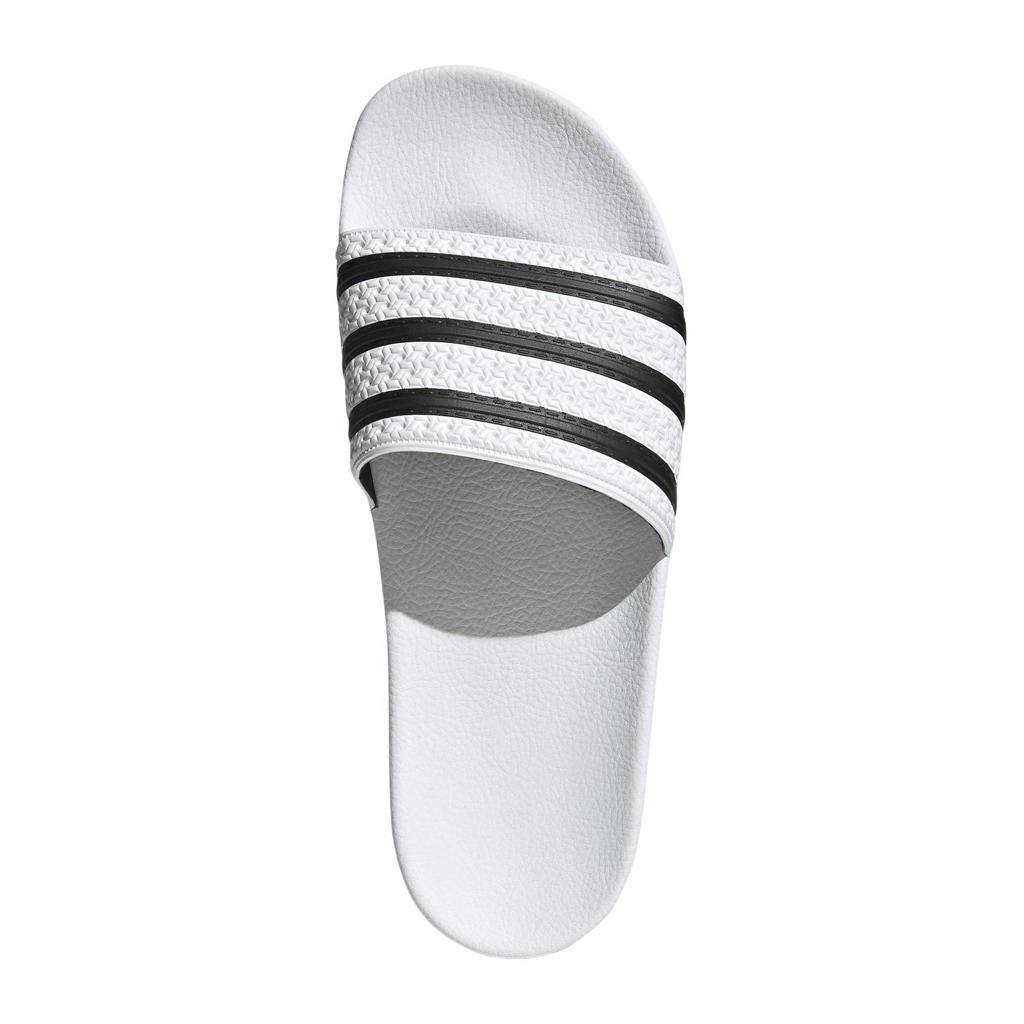 Wit en zwarte unisex adidas Originals Adilette badslippers van rubber 