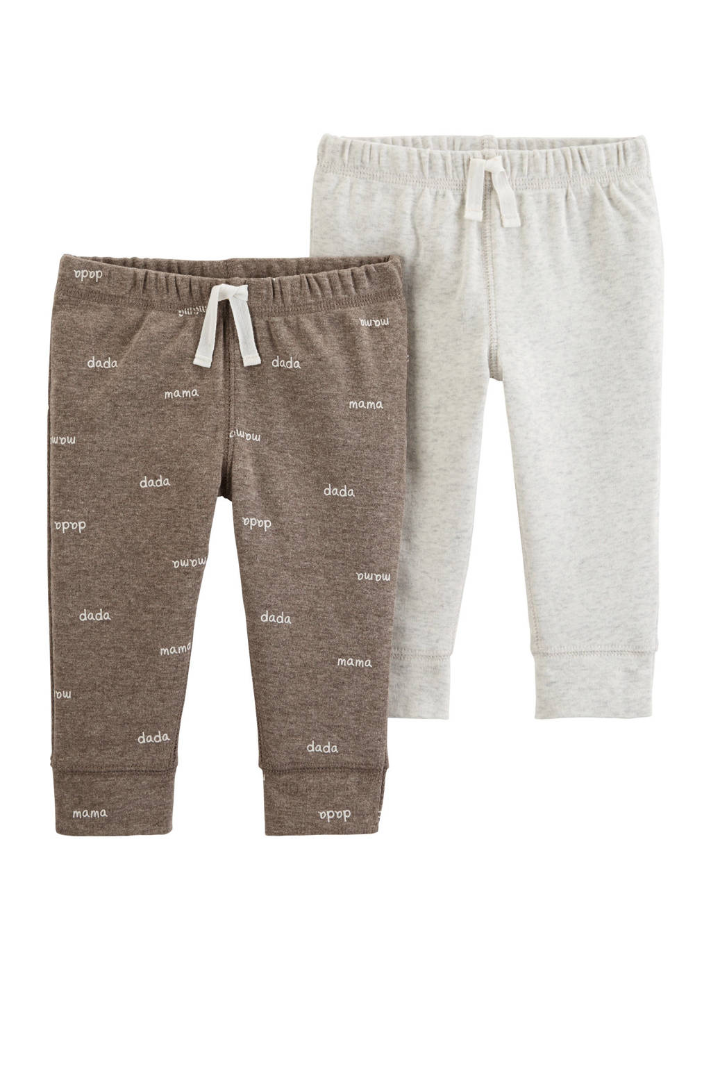 Carter's baby broek met all over print lichtbruin/ecru - set van 2, Lichtbruin/ecru