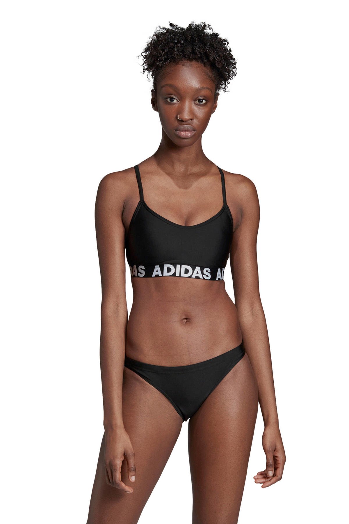pit vleugel lid adidas Performance niet-voorgevormde bikini met merknaam zwart | wehkamp