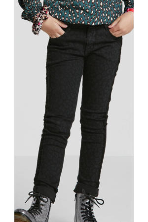 skinny broek Tessa met panterprint zwart