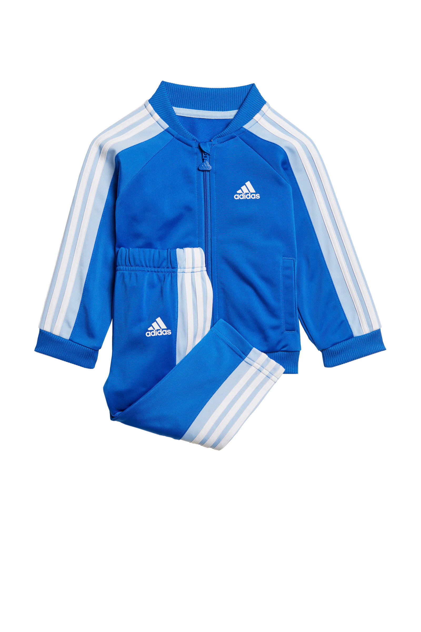 adidas trainingspak blauw wit