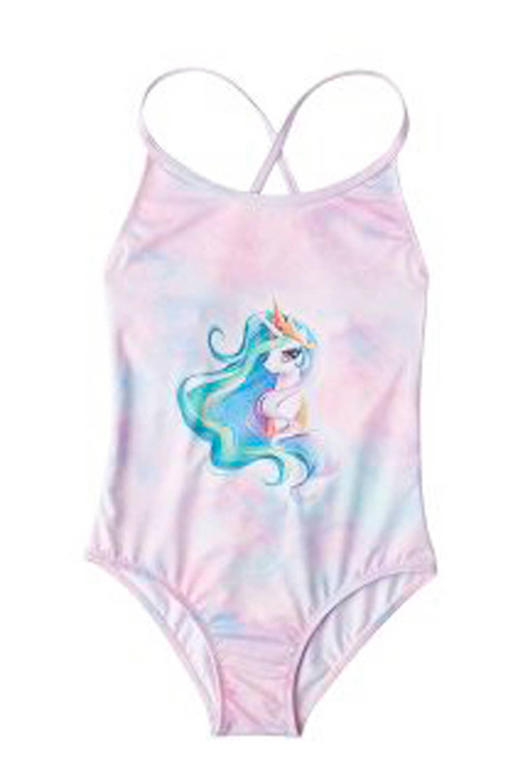 Slipstop badpak tye dye met printopdruk lila, Lila/blauw