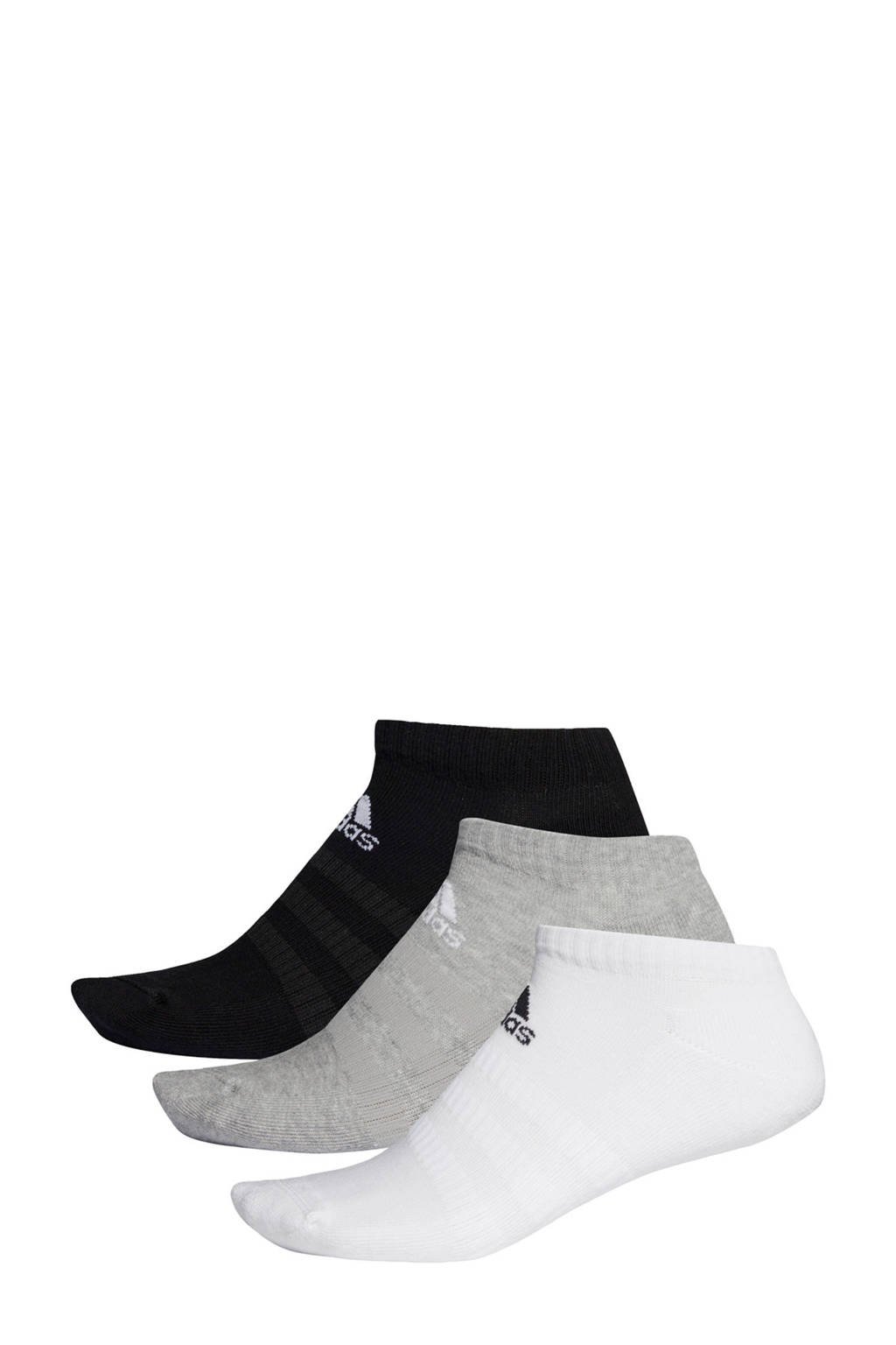 adidas sportsokken (set van 3) zwart/grijs/wit, Wit/grijs/zwart