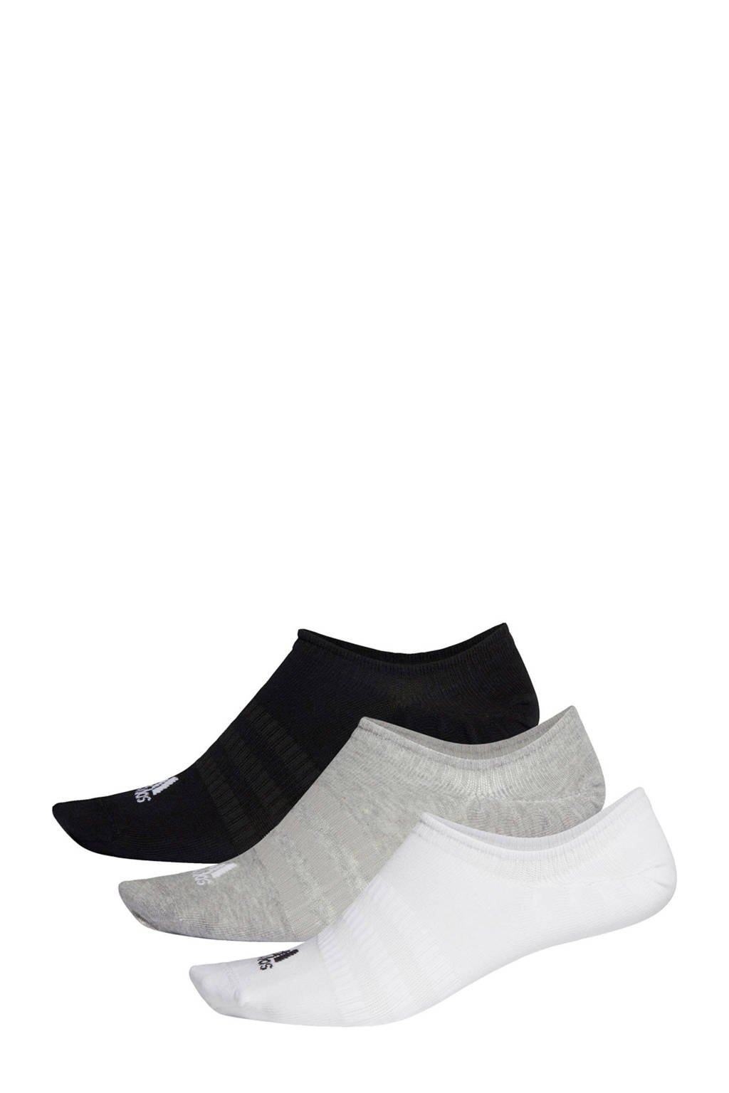 adidas Performance No Show sportsokken - set van 3 zwart/grijs/wit
