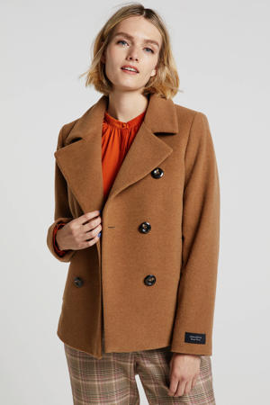 coat Mandala met wol bruin