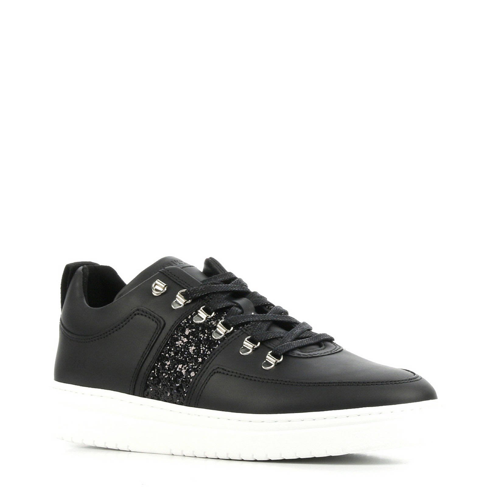 Yeye Maze Glitter leren sneakers zwart